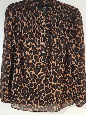 J Crew Leopard Print Blouse Size M
